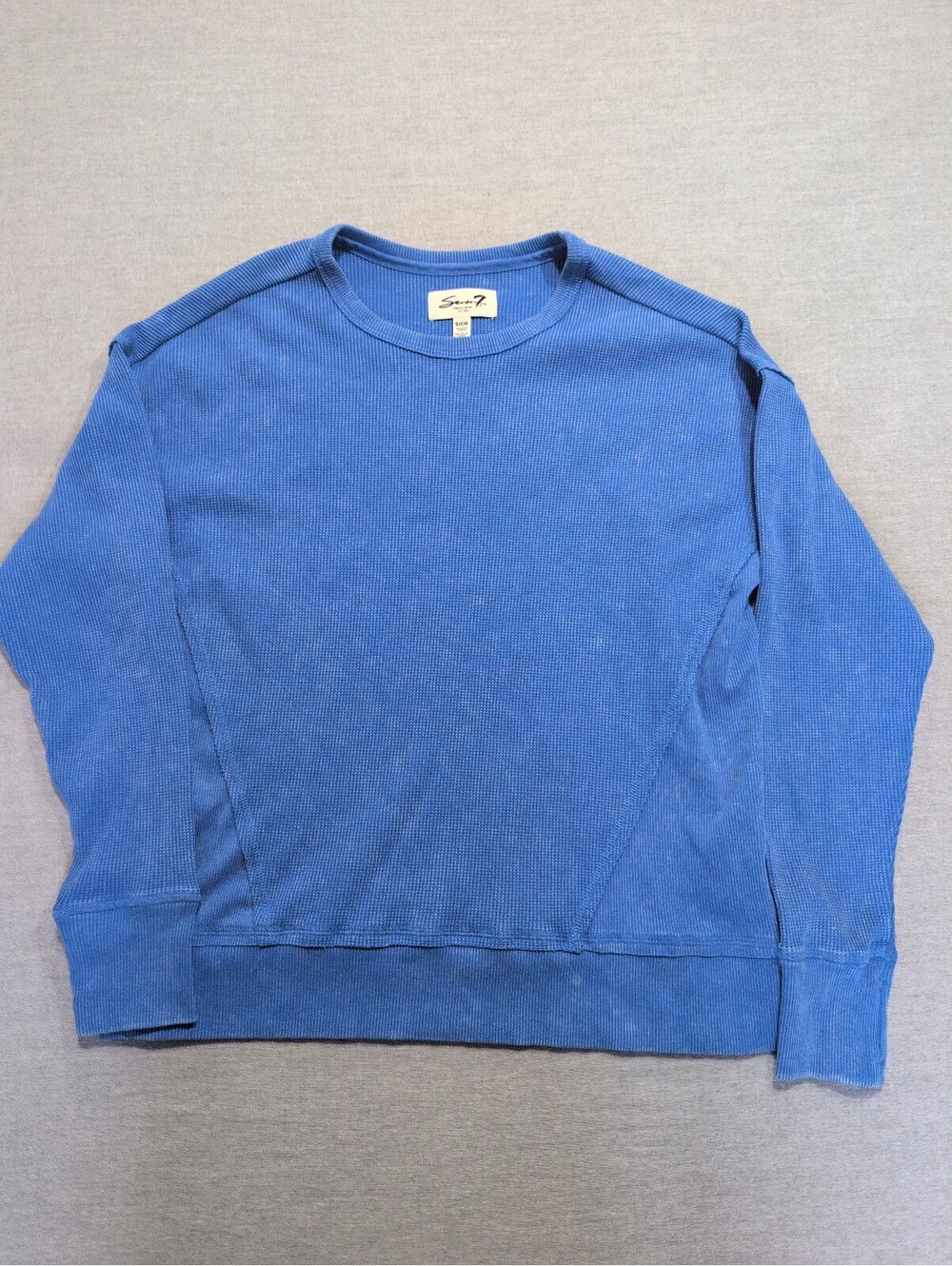 Seven7 blue waffle knit sweatshirt size S